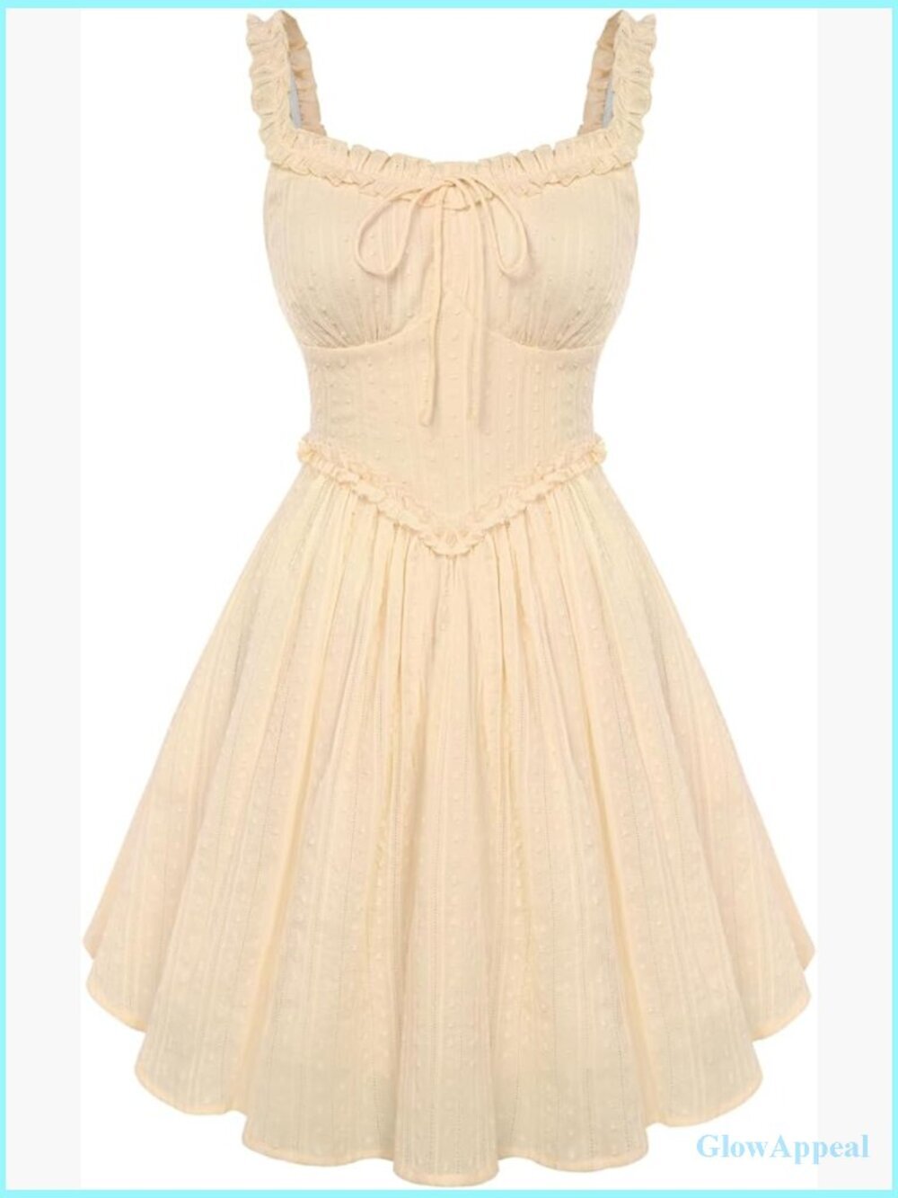 Women Corset Mini Sundress Ruffle Strap Swiss Dot Sleeveless A-Line